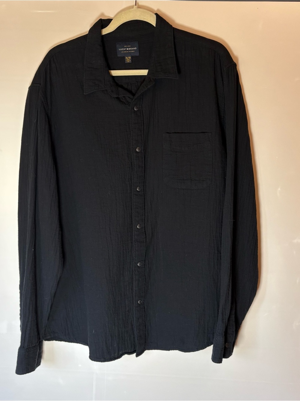 Lucky Brand Black Button-Up Shirt with Chest Label